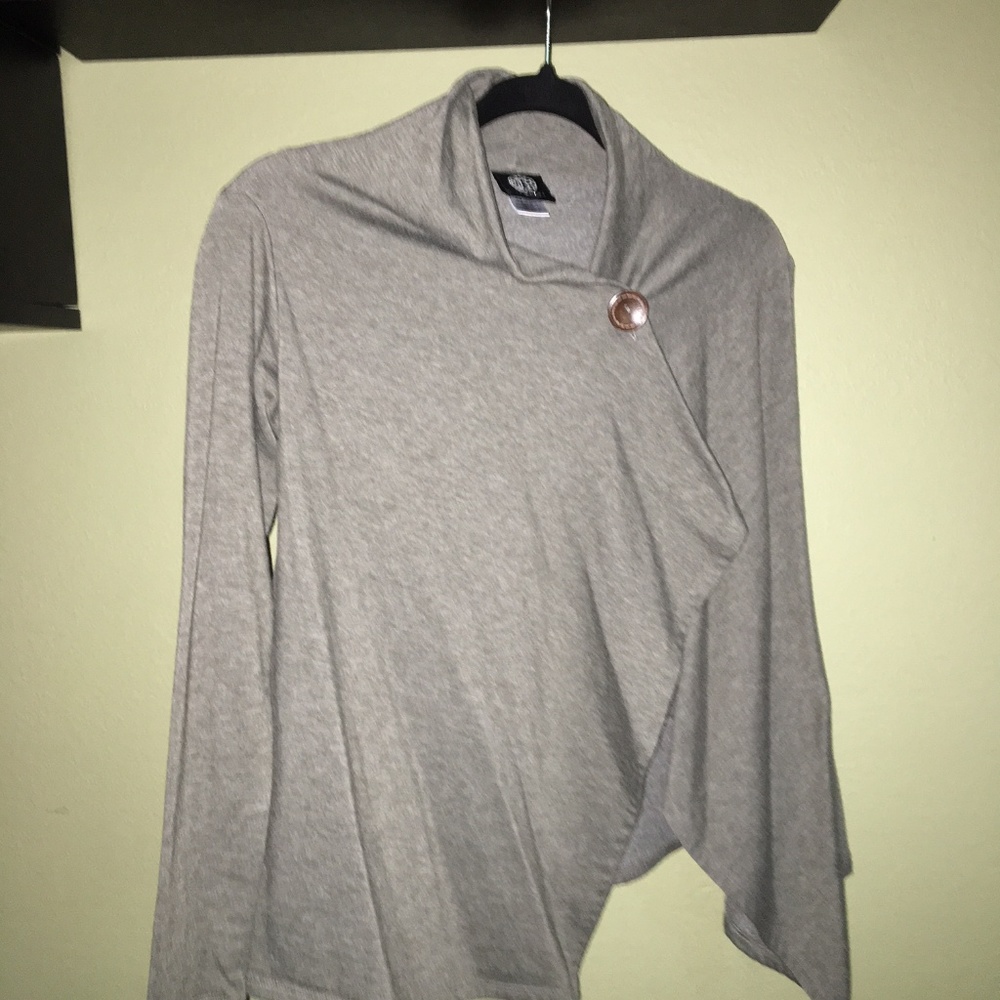 Bobeau green fleece 1 button wrap/cardigan